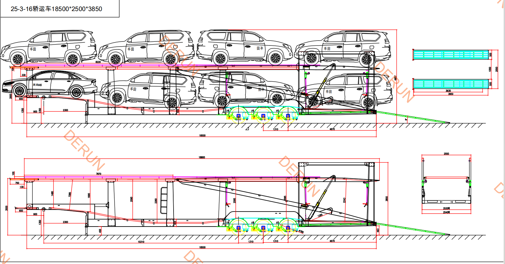 Car Carrier Semi Trailer marrazkia